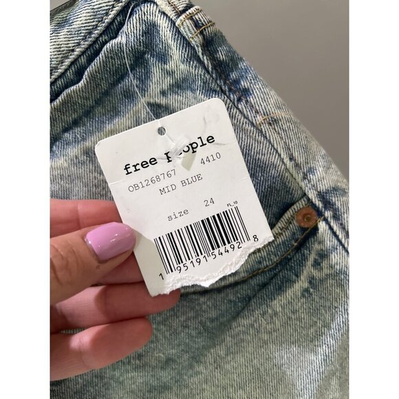 Free People Taliesin Cutoff Denim Short Mid Blue Womens Size 24 - Picture 9 of 9